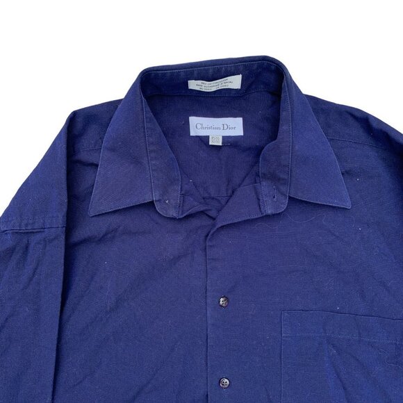 Vintage 100% Cotton Christian Dior Button Up Shirt 15.5 32/33 - Picture 1 of 15